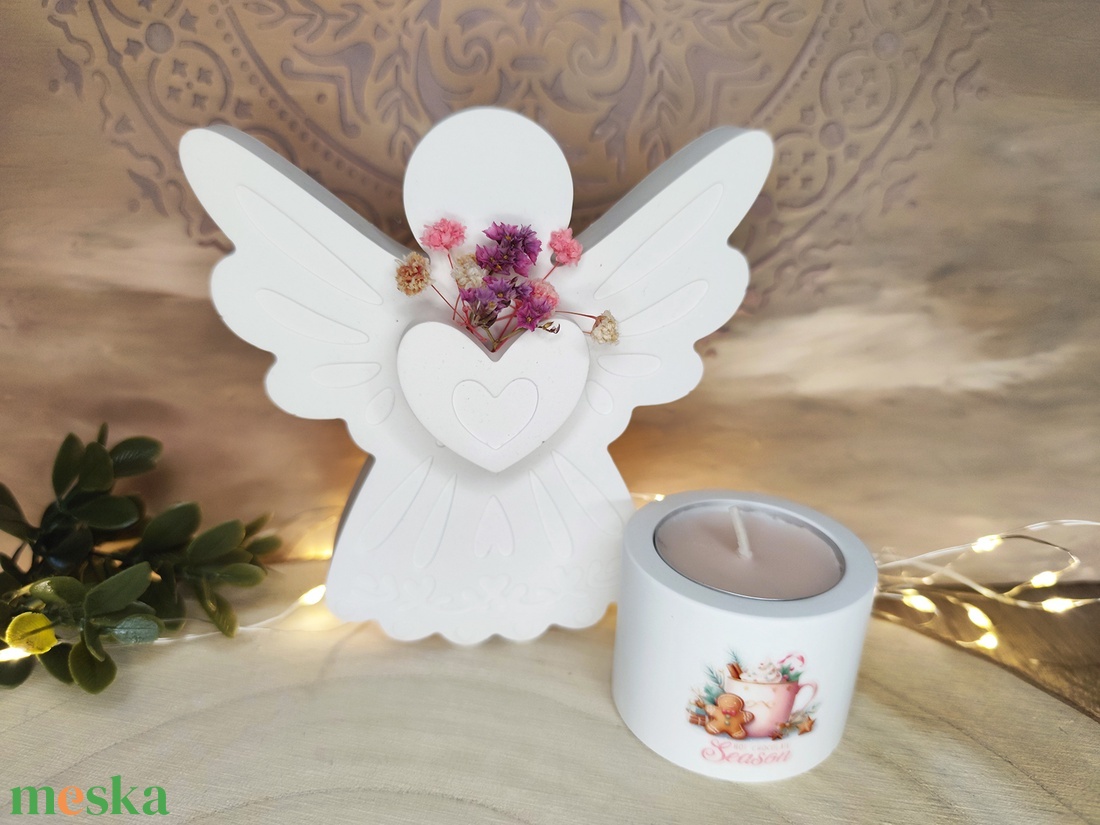 Szives angyalka - karácsony - karácsonyi lakásdekoráció - karácsonyi lakásdíszek - Meska.hu