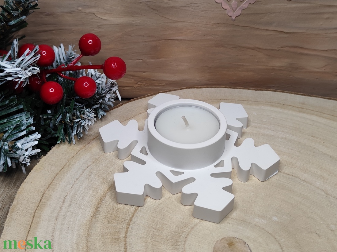 Hópelyhes mécsestartó - karácsony - karácsonyi lakásdekoráció - karácsonyi lakásdíszek - Meska.hu