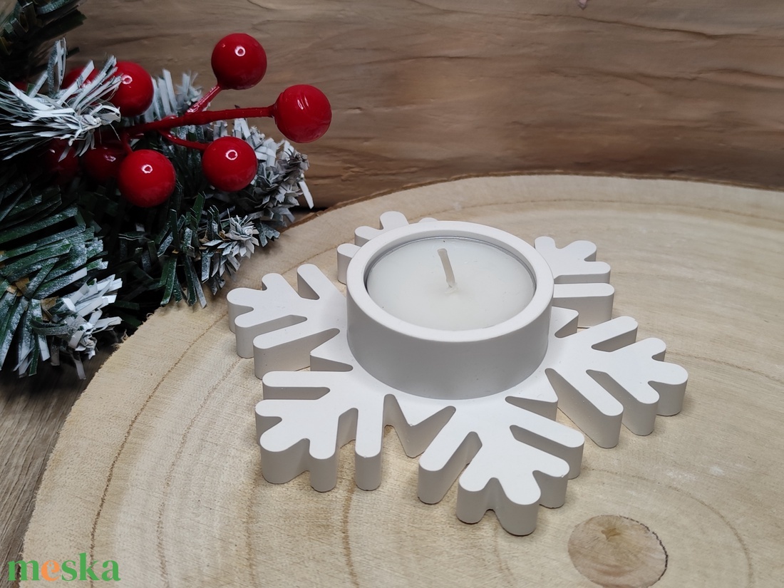 Hópelyhes mécsestartó - karácsony - karácsonyi lakásdekoráció - karácsonyi lakásdíszek - Meska.hu