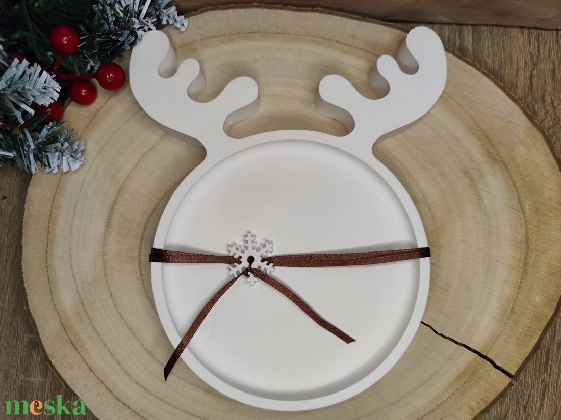 Szarvas agancsos tálca - karácsony - karácsonyi lakásdekoráció - ünnepi asztaldekoráció - Meska.hu