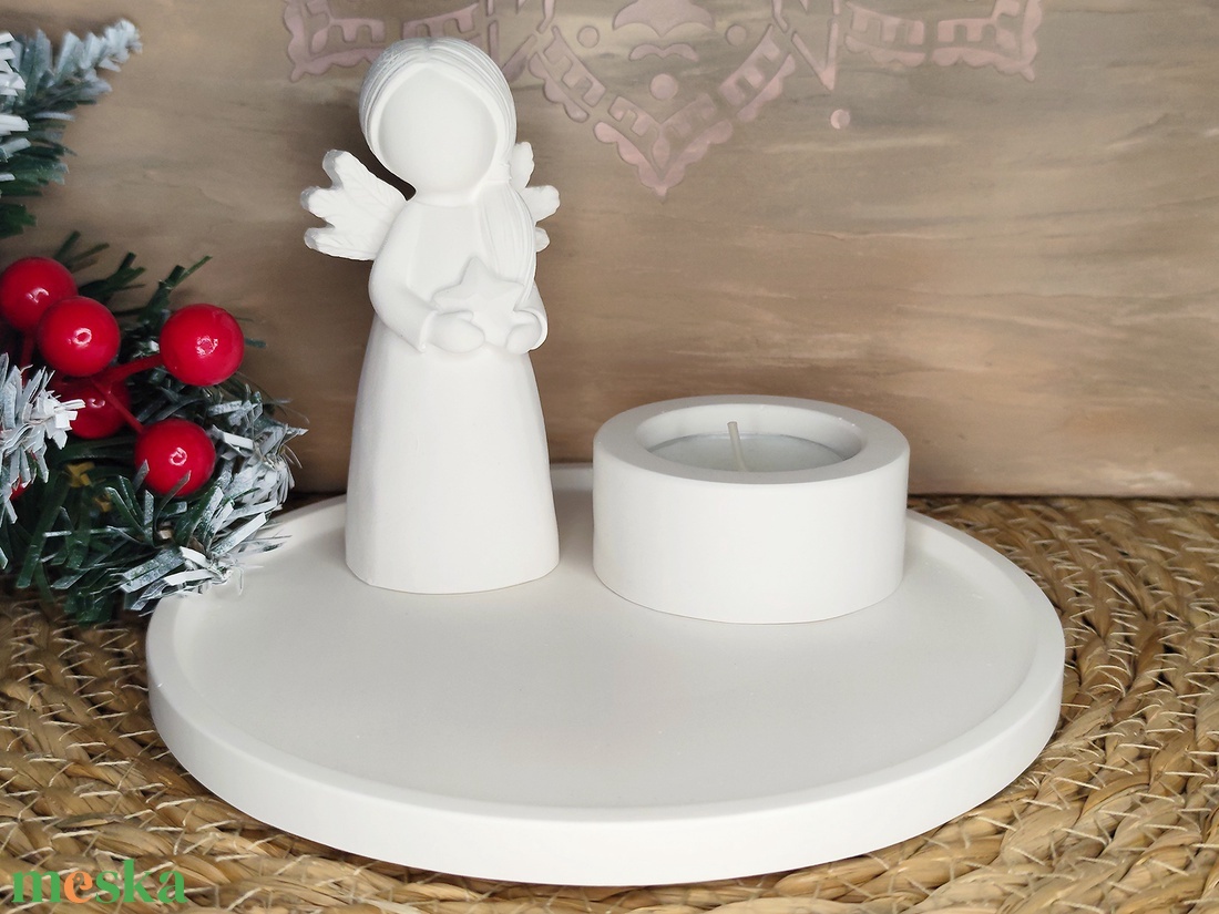 Ásványgyanta Angyalkás Mécsestartó Szett - karácsony - karácsonyi lakásdekoráció - karácsonyi lakásdíszek - Meska.hu