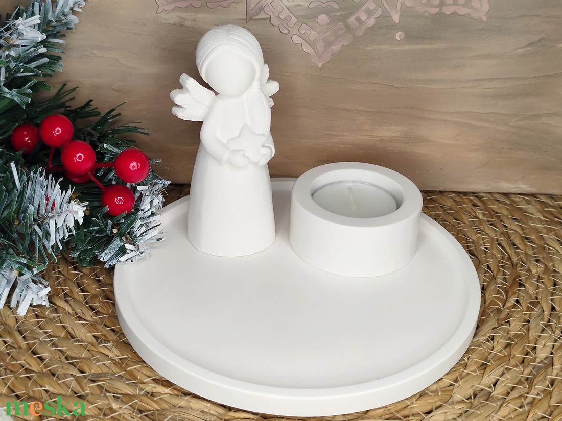 Ásványgyanta Angyalkás Mécsestartó Szett - karácsony - karácsonyi lakásdekoráció - karácsonyi lakásdíszek - Meska.hu
