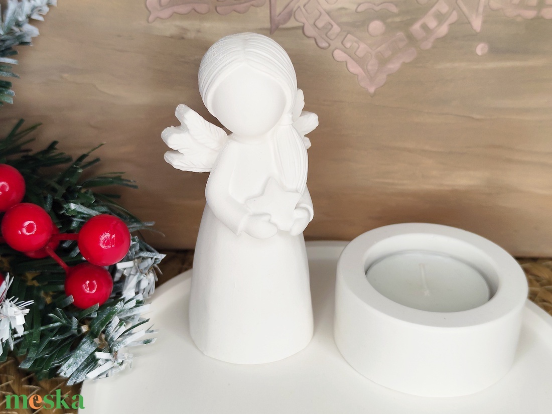 Ásványgyanta Angyalkás Mécsestartó Szett - karácsony - karácsonyi lakásdekoráció - karácsonyi lakásdíszek - Meska.hu