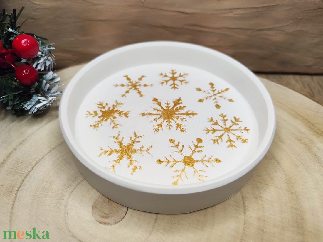 Arany hópelyhes tál - karácsony - karácsonyi lakásdekoráció - karácsonyi lakásdíszek - Meska.hu