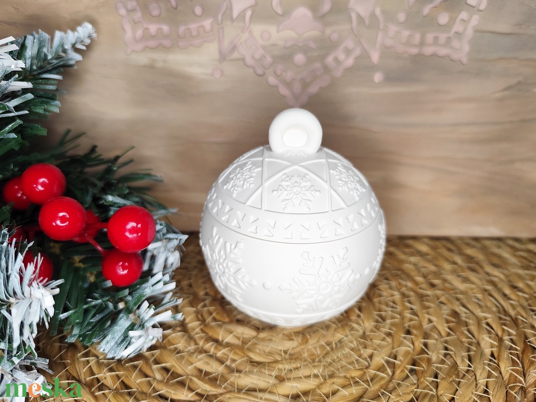 Hópihés gömb tároló - karácsony - karácsonyi lakásdekoráció - karácsonyi lakásdíszek - Meska.hu