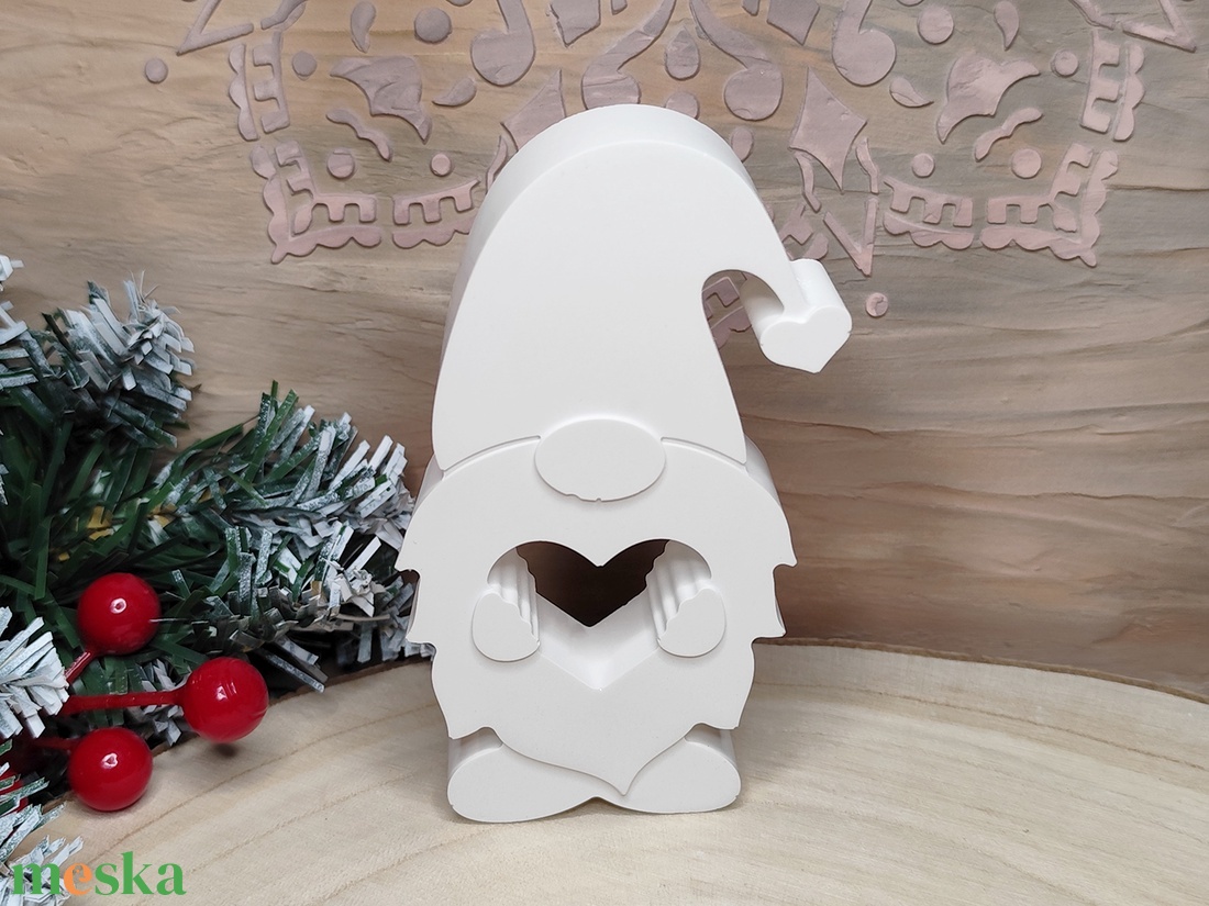 Álló szíves manó figura - karácsony - karácsonyi lakásdekoráció - karácsonyi lakásdíszek - Meska.hu