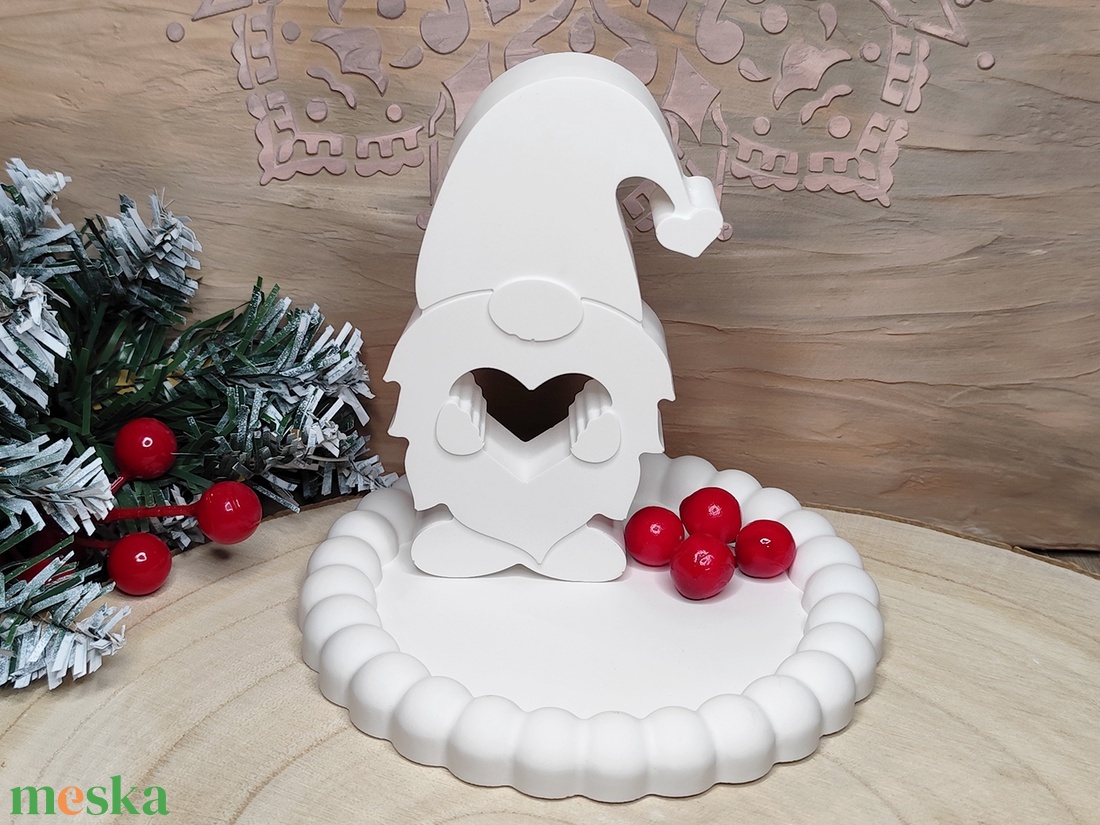 Álló szíves manó figura - karácsony - karácsonyi lakásdekoráció - karácsonyi lakásdíszek - Meska.hu