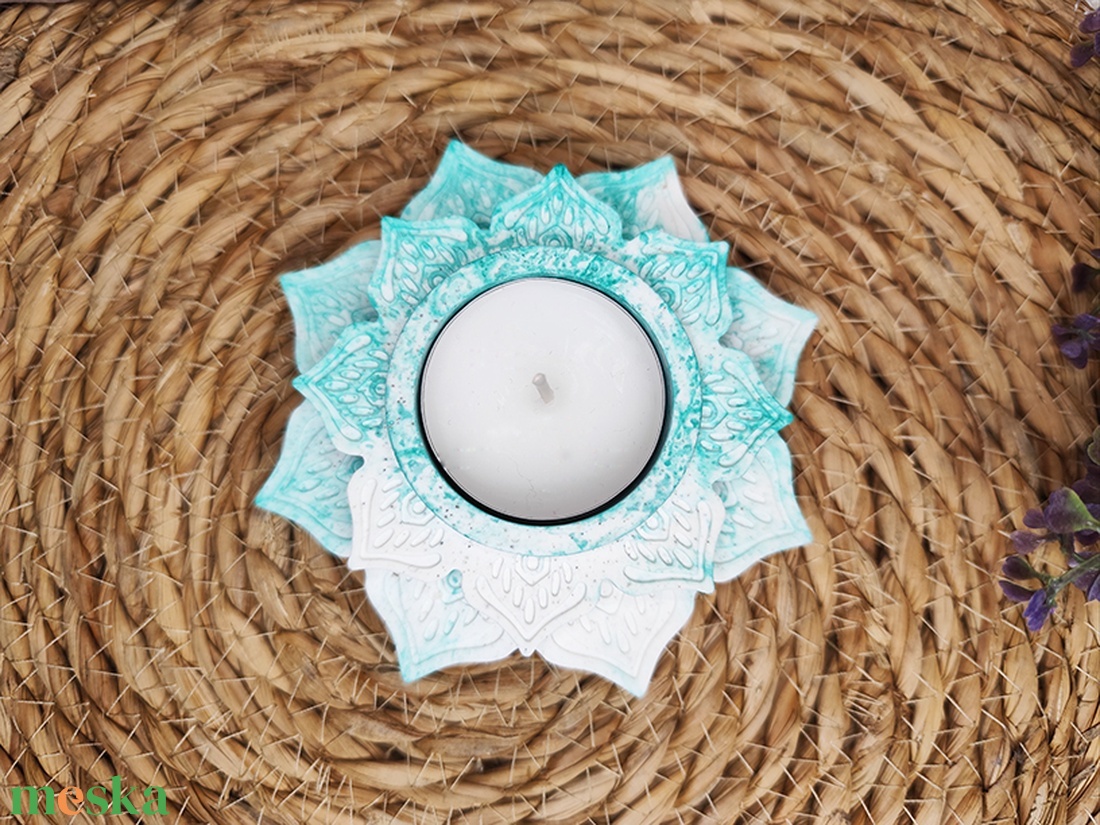 Dupla lótusz mécsestartó (zöldes) - otthon & életmód - gyertya, illat, aroma - mécses és mécsestartó - Meska.hu