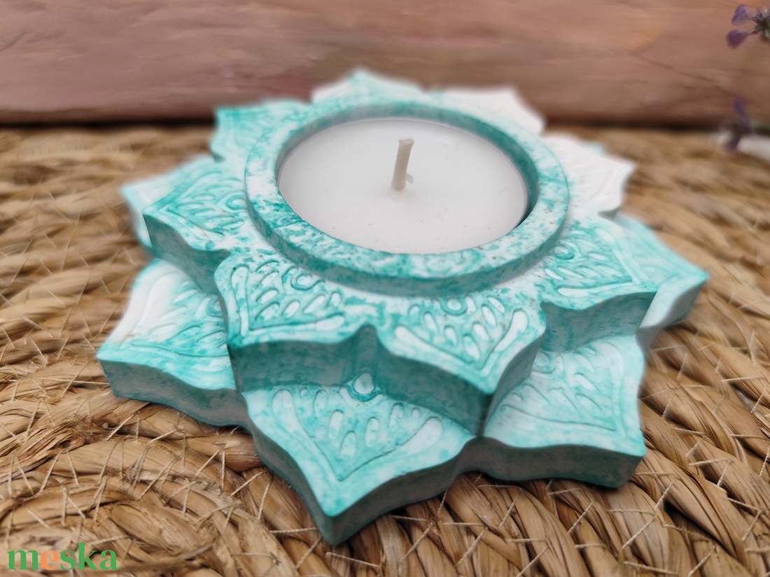 Dupla lótusz mécsestartó (zöldes) - otthon & életmód - gyertya, illat, aroma - mécses és mécsestartó - Meska.hu