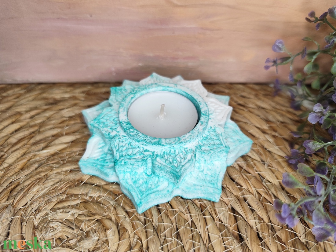 Dupla lótusz mécsestartó (zöldes) - otthon & életmód - gyertya, illat, aroma - mécses és mécsestartó - Meska.hu