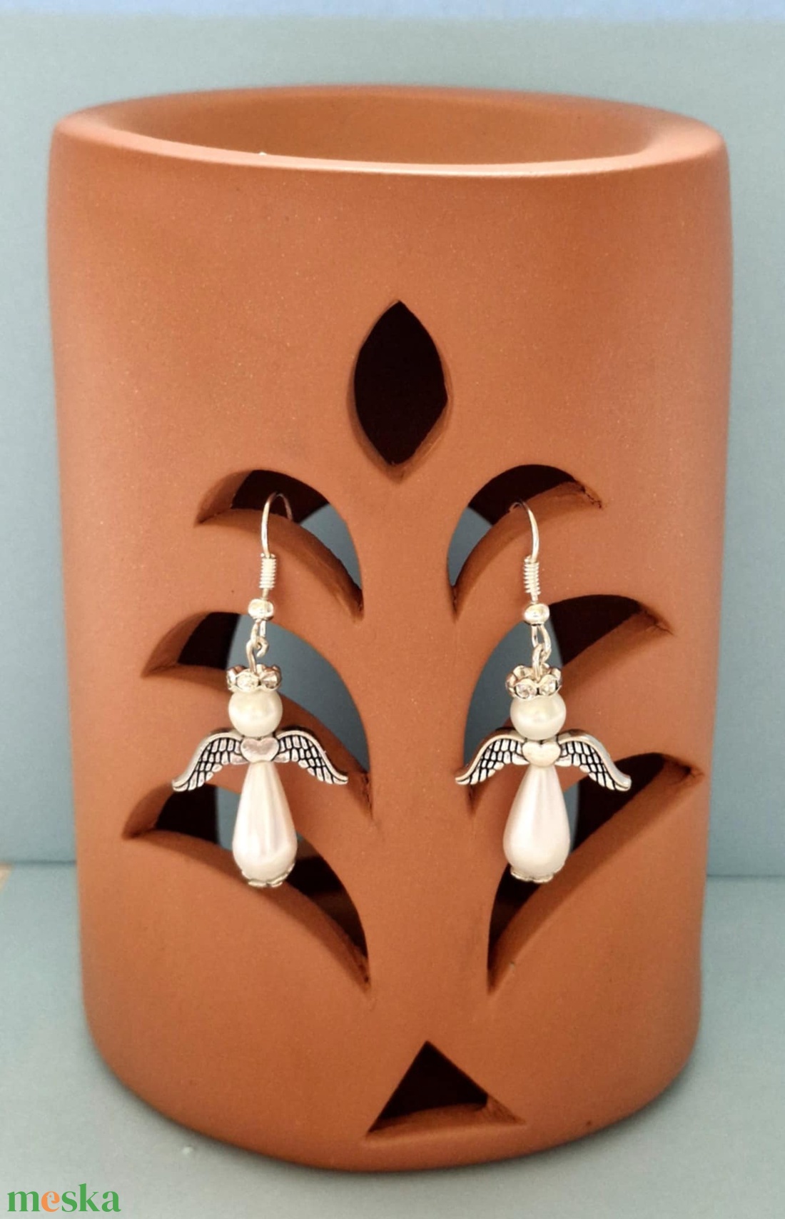 Angyalkás szett nyaklánc+fülbevaló - ékszer - nyaklánc - medálos nyaklánc - Meska.hu