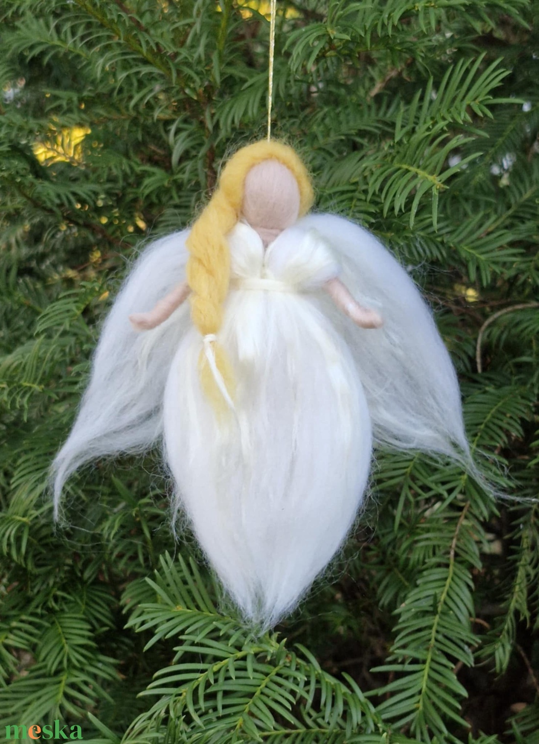 Gyapjú angyal  17cm. - karácsony - karácsonyi lakásdekoráció - karácsonyfadíszek - Meska.hu