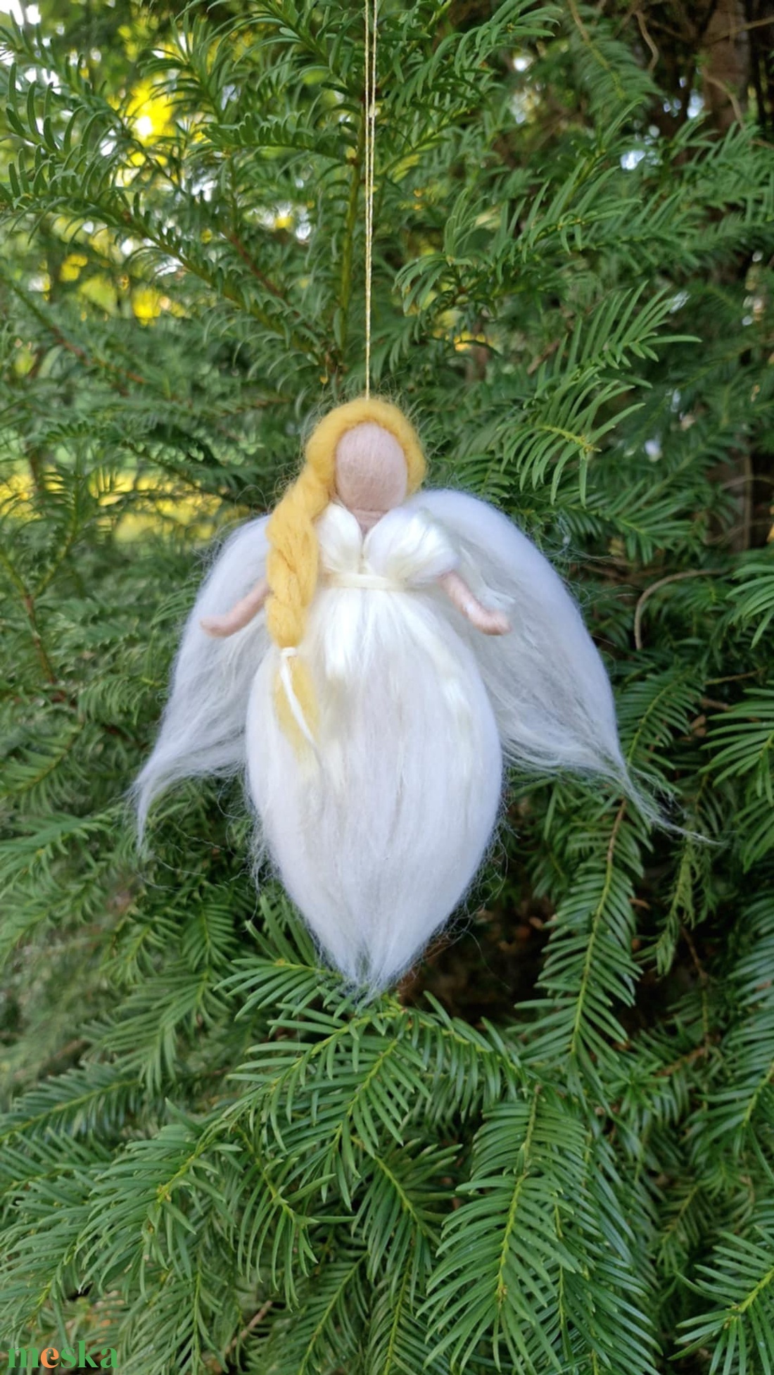 Gyapjú angyal  17cm. - karácsony - karácsonyi lakásdekoráció - karácsonyfadíszek - Meska.hu