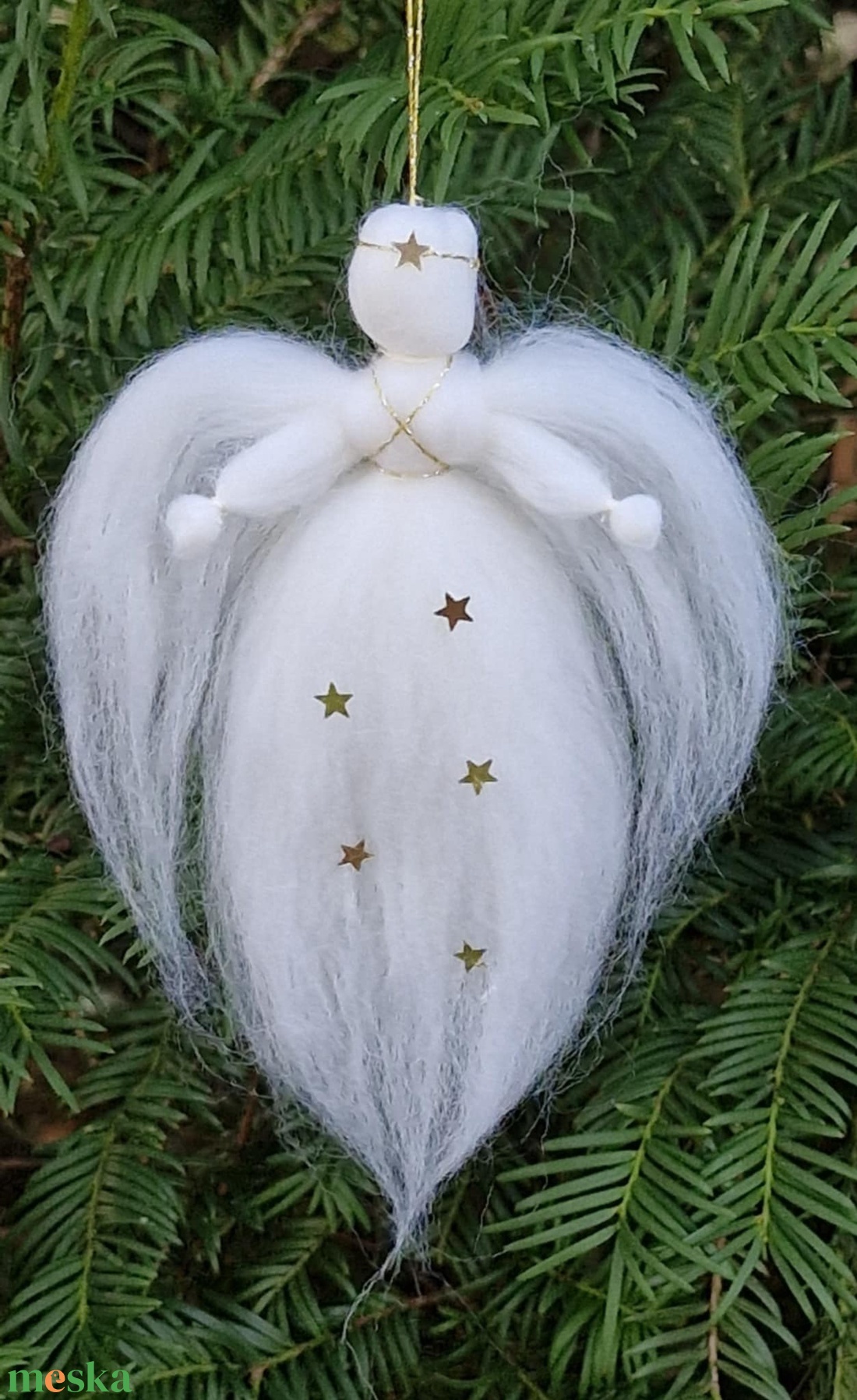Gyapjú angyal 12cm - karácsony - karácsonyi lakásdekoráció - karácsonyfadíszek - Meska.hu