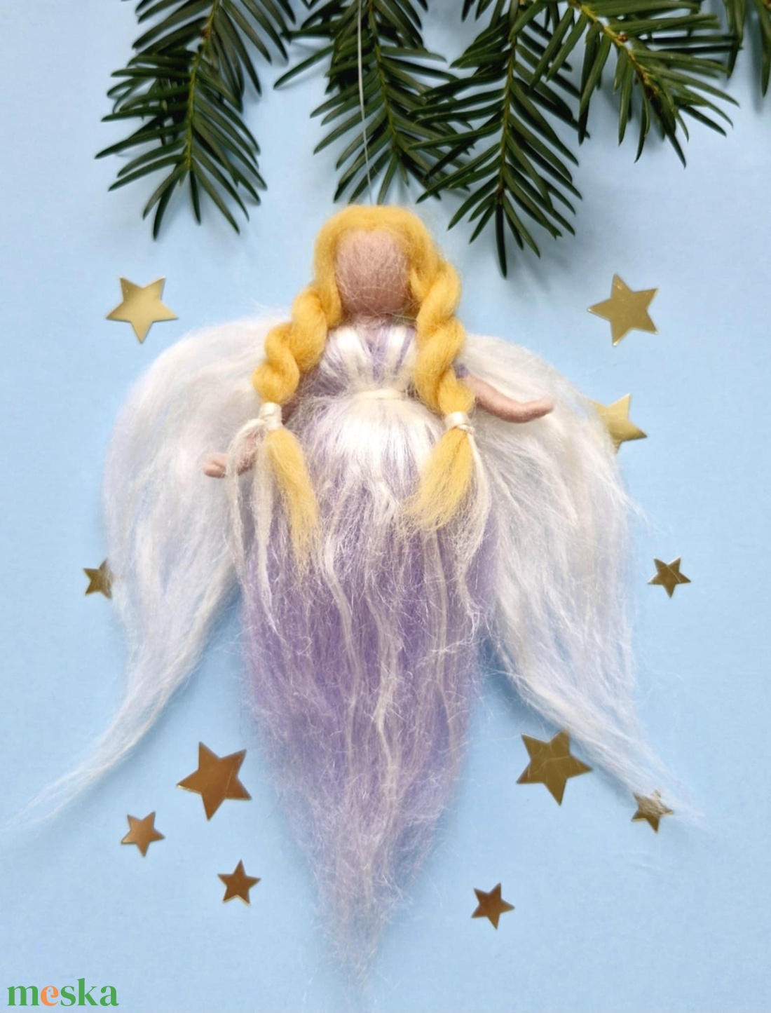 Gyapjú angyal  17cm. - karácsony - karácsonyi lakásdekoráció - karácsonyfadíszek - Meska.hu