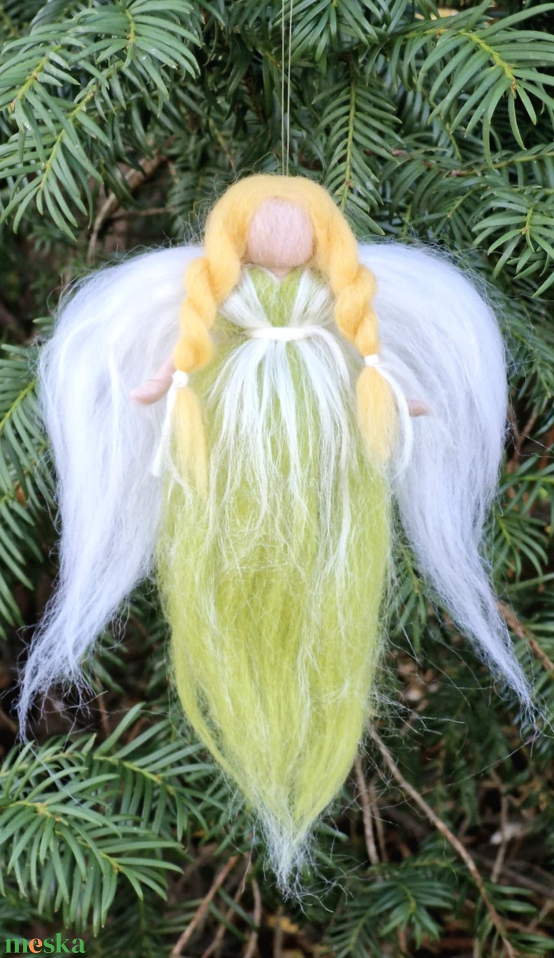 Gyapjú angyal  17cm. - karácsony - karácsonyi lakásdekoráció - karácsonyfadíszek - Meska.hu