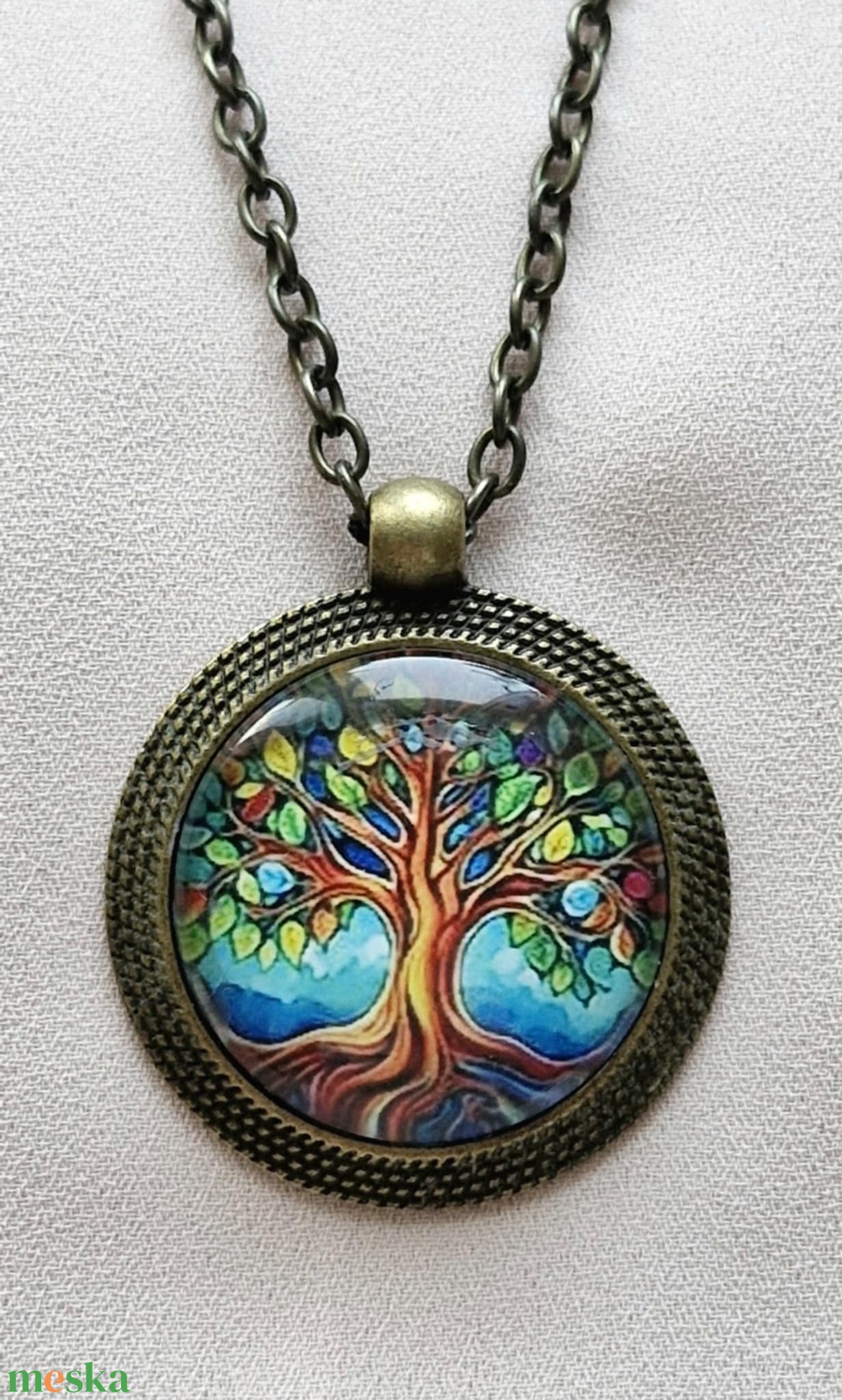 Üveglencsés nyaklánc - ékszer - nyaklánc - medálos nyaklánc - Meska.hu