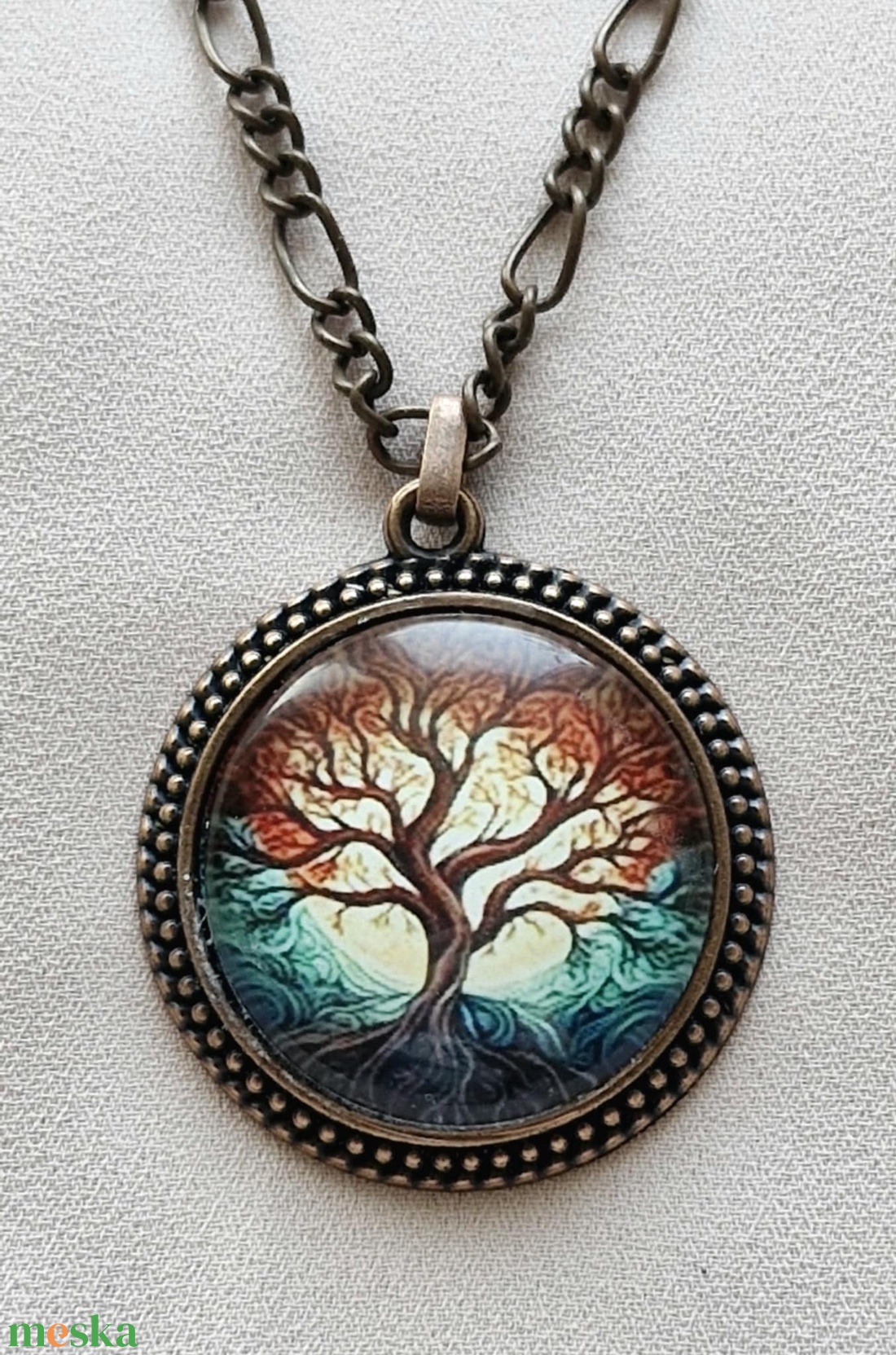 Üveglencsés nyaklánc - ékszer - nyaklánc - medálos nyaklánc - Meska.hu