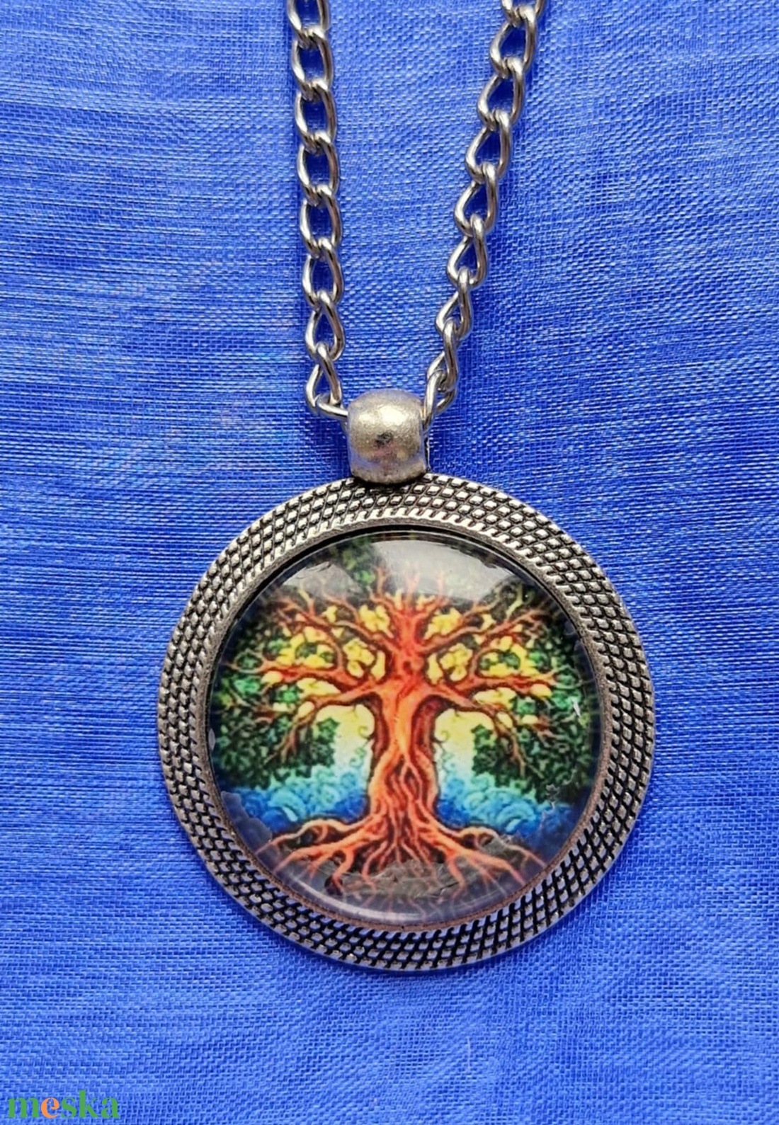 Üveglencsés nyaklánc életfa medállal - ékszer - nyaklánc - medálos nyaklánc - Meska.hu
