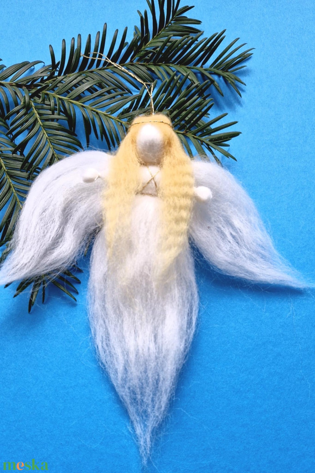 Gyapjú angyal 16cm - karácsony - karácsonyi lakásdekoráció - karácsonyfadíszek - Meska.hu