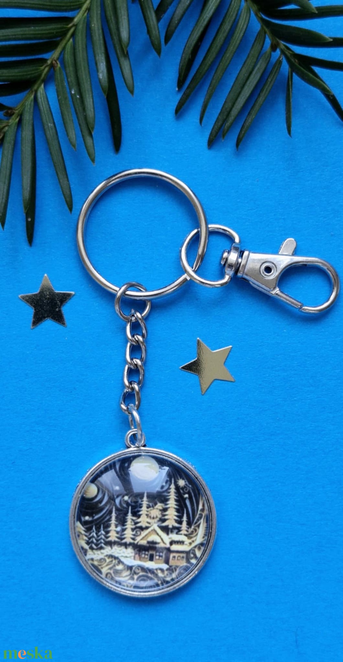 Karácsonyi üveglencsés kulcstartó - táska & tok - kulcstartó & táskadísz - kulcstartó - Meska.hu