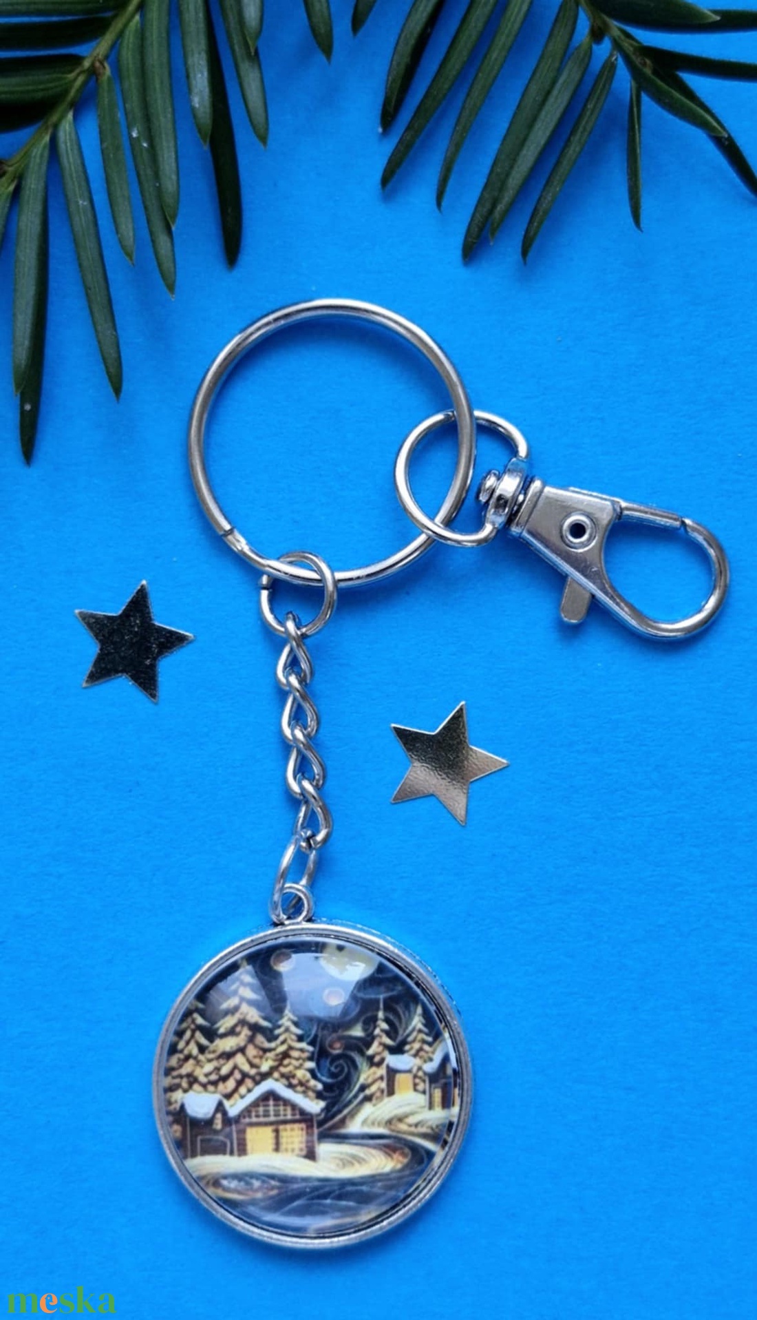 Karácsonyi üveglencsés kulcstartó - táska & tok - kulcstartó & táskadísz - kulcstartó - Meska.hu