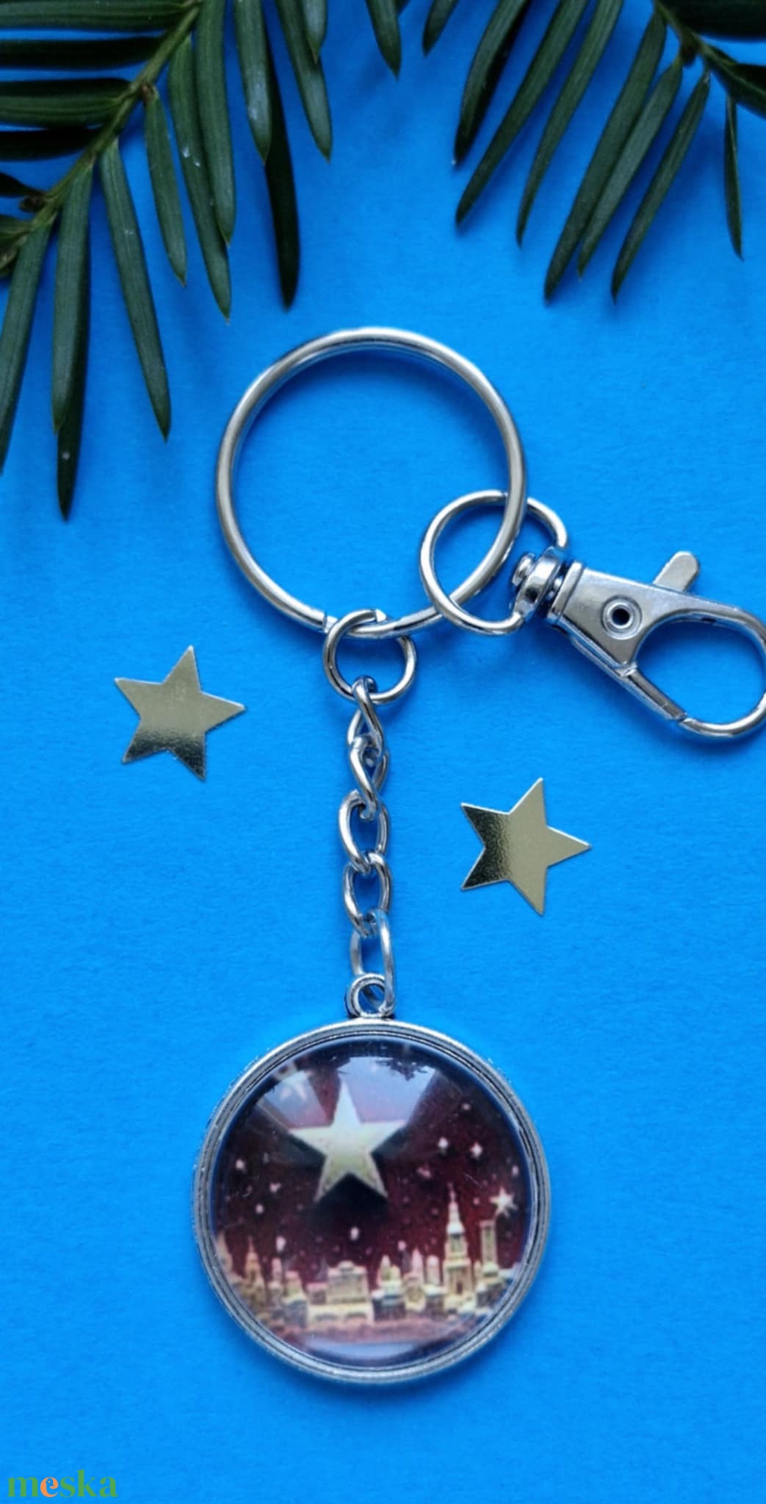 Karácsonyi üveglencsés kulcstartó - táska & tok - kulcstartó & táskadísz - kulcstartó - Meska.hu