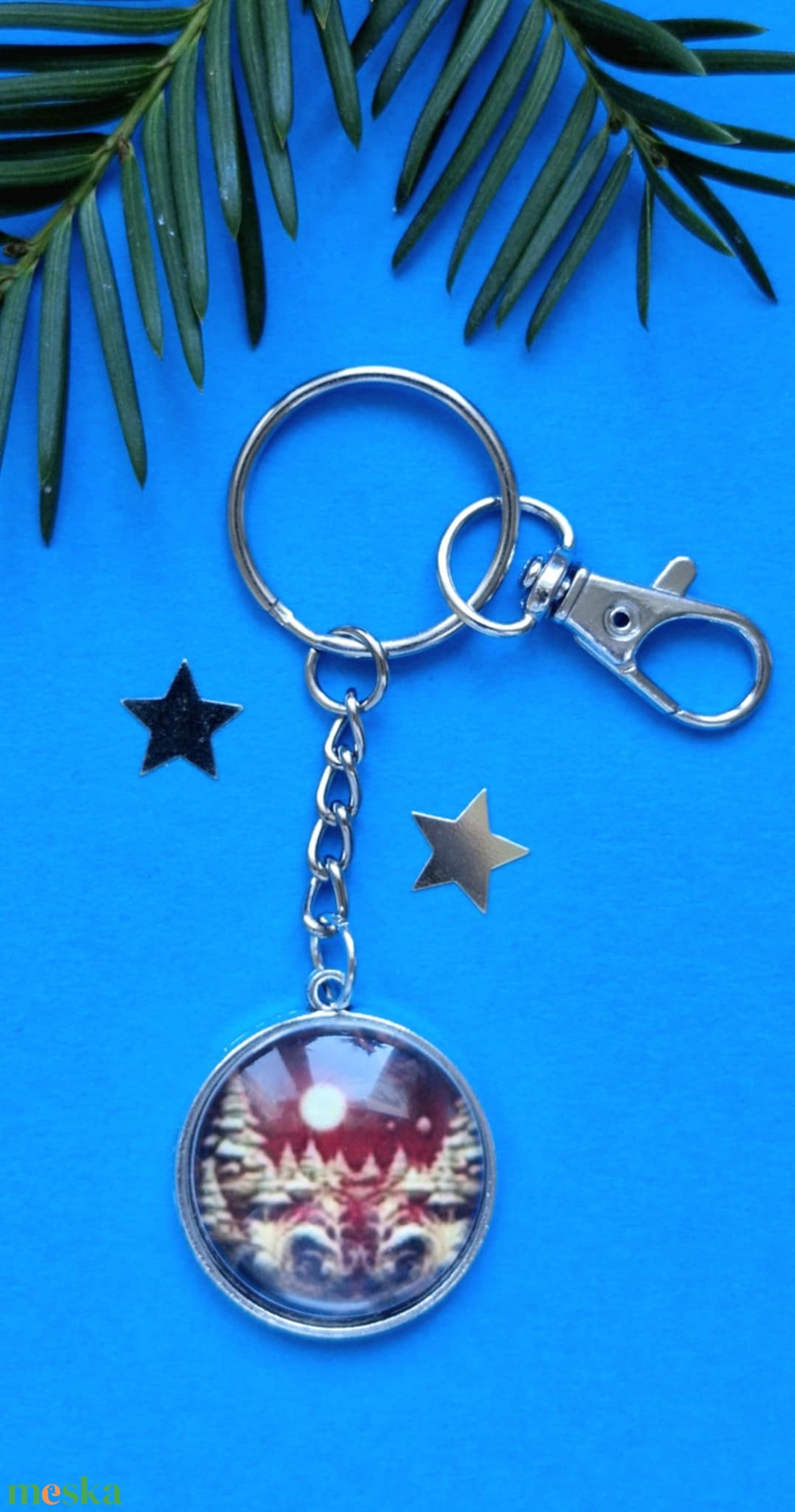 Karácsonyi üveglencsés kulcstartó - táska & tok - kulcstartó & táskadísz - kulcstartó - Meska.hu