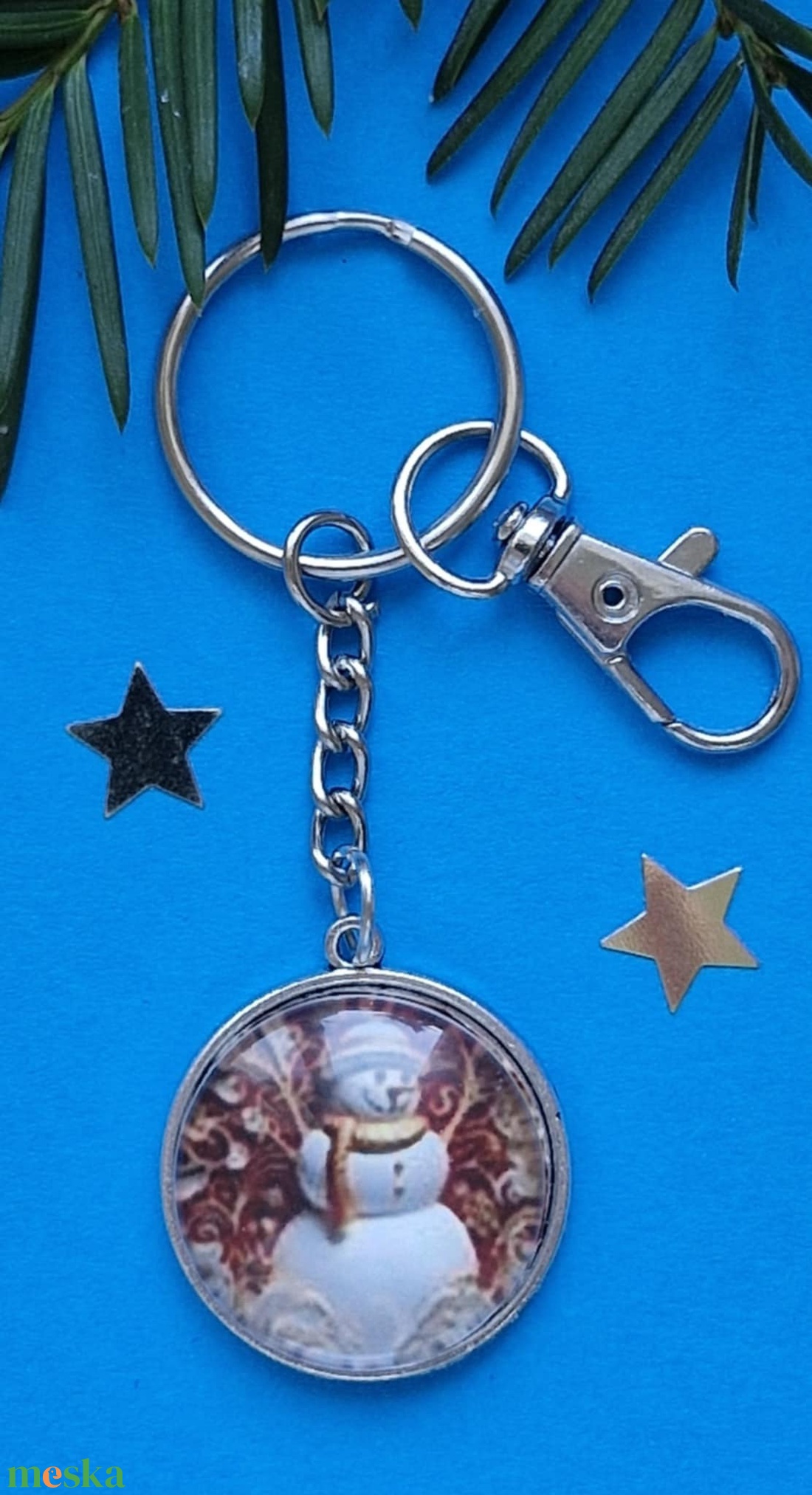 Karácsonyi üveglencsés kulcstartó - táska & tok - kulcstartó & táskadísz - kulcstartó - Meska.hu