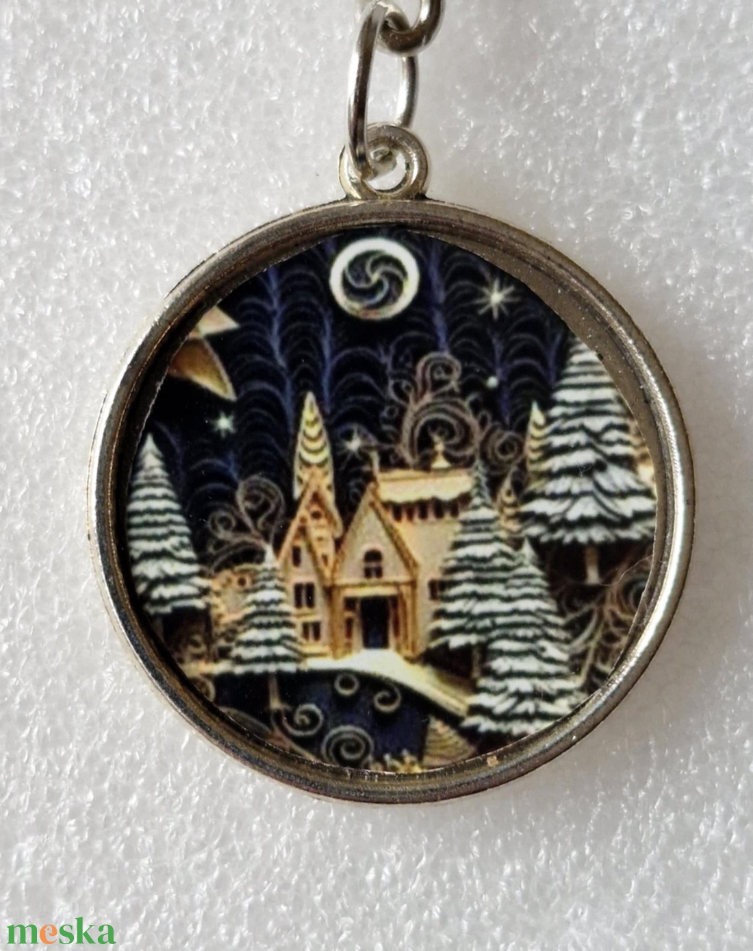 Karácsonyi üveglencsés kulcstartó - táska & tok - kulcstartó & táskadísz - kulcstartó - Meska.hu