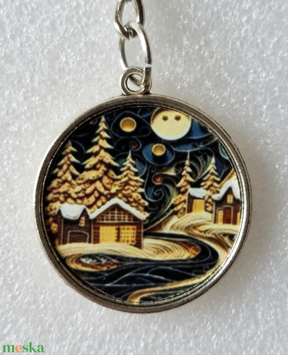 Karácsonyi üveglencsés kulcstartó - táska & tok - kulcstartó & táskadísz - kulcstartó - Meska.hu