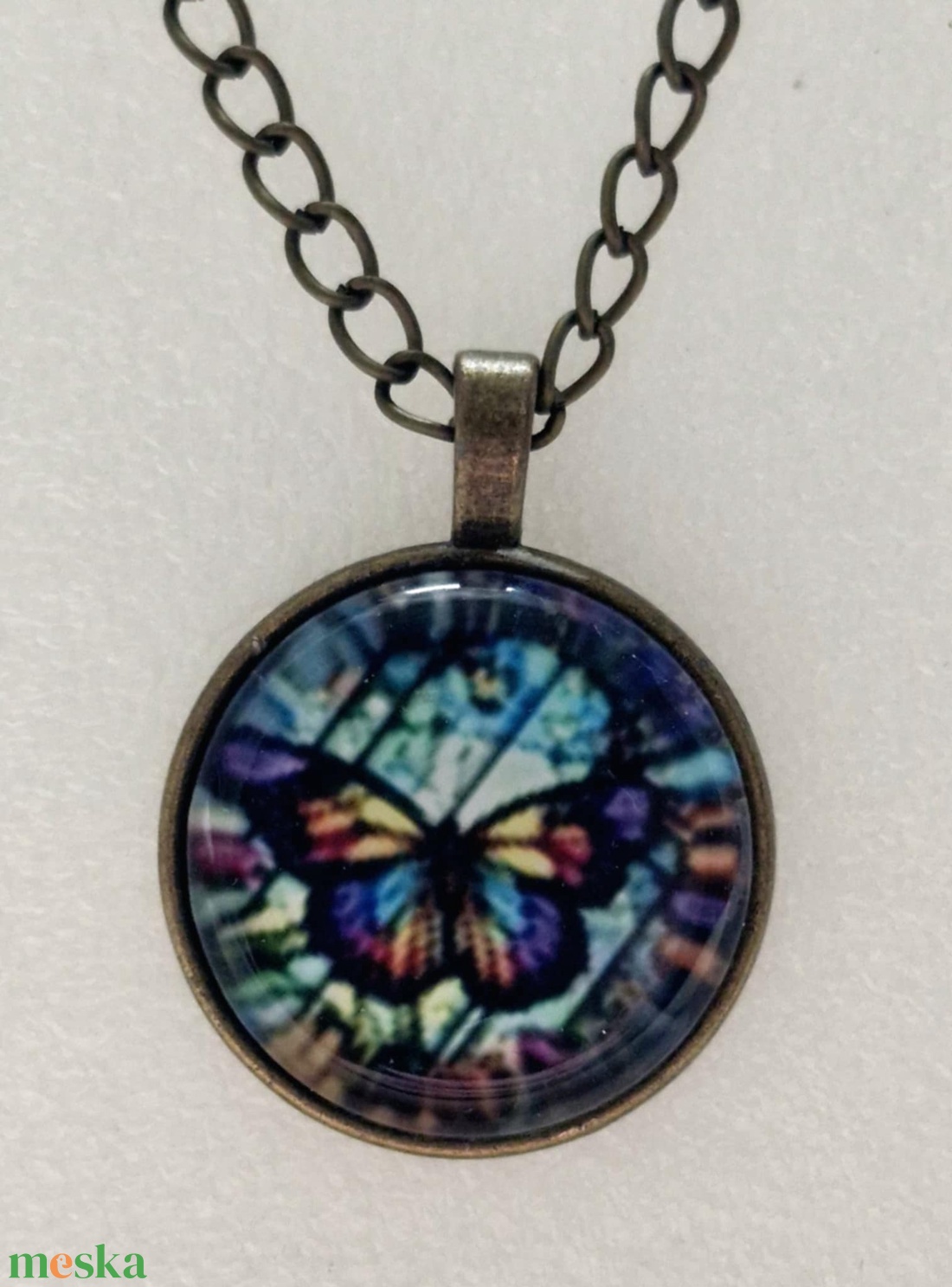 Üveglencsés nyaklánc - ékszer - nyaklánc - medálos nyaklánc - Meska.hu