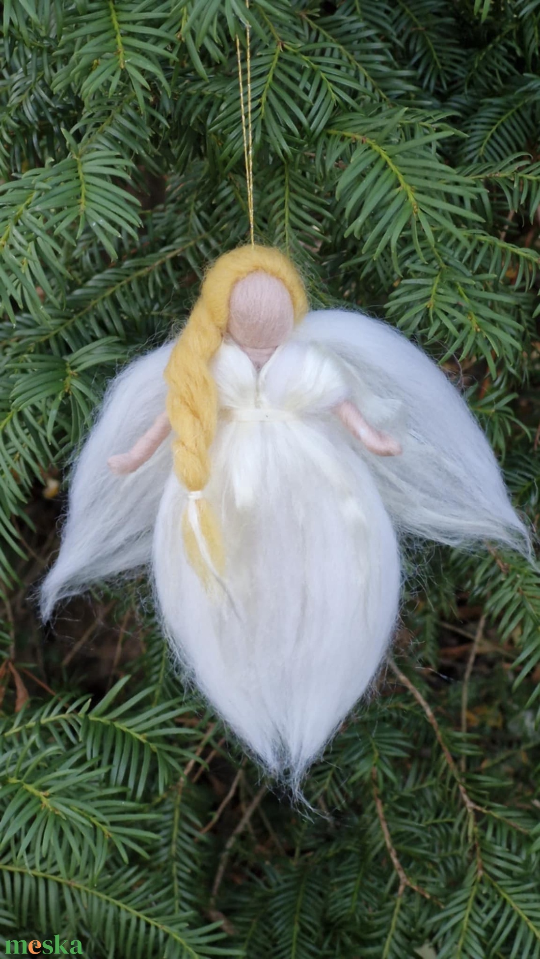 Gyapjú angyal  17cm. - karácsony - karácsonyi lakásdekoráció - karácsonyfadíszek - Meska.hu