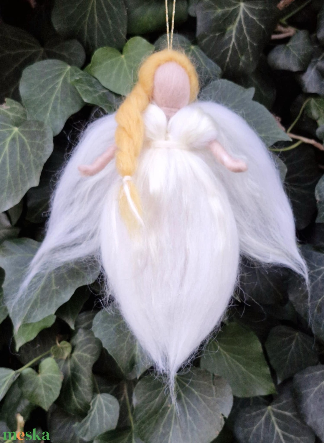 Gyapjú angyal  17cm. - karácsony - karácsonyi lakásdekoráció - karácsonyfadíszek - Meska.hu