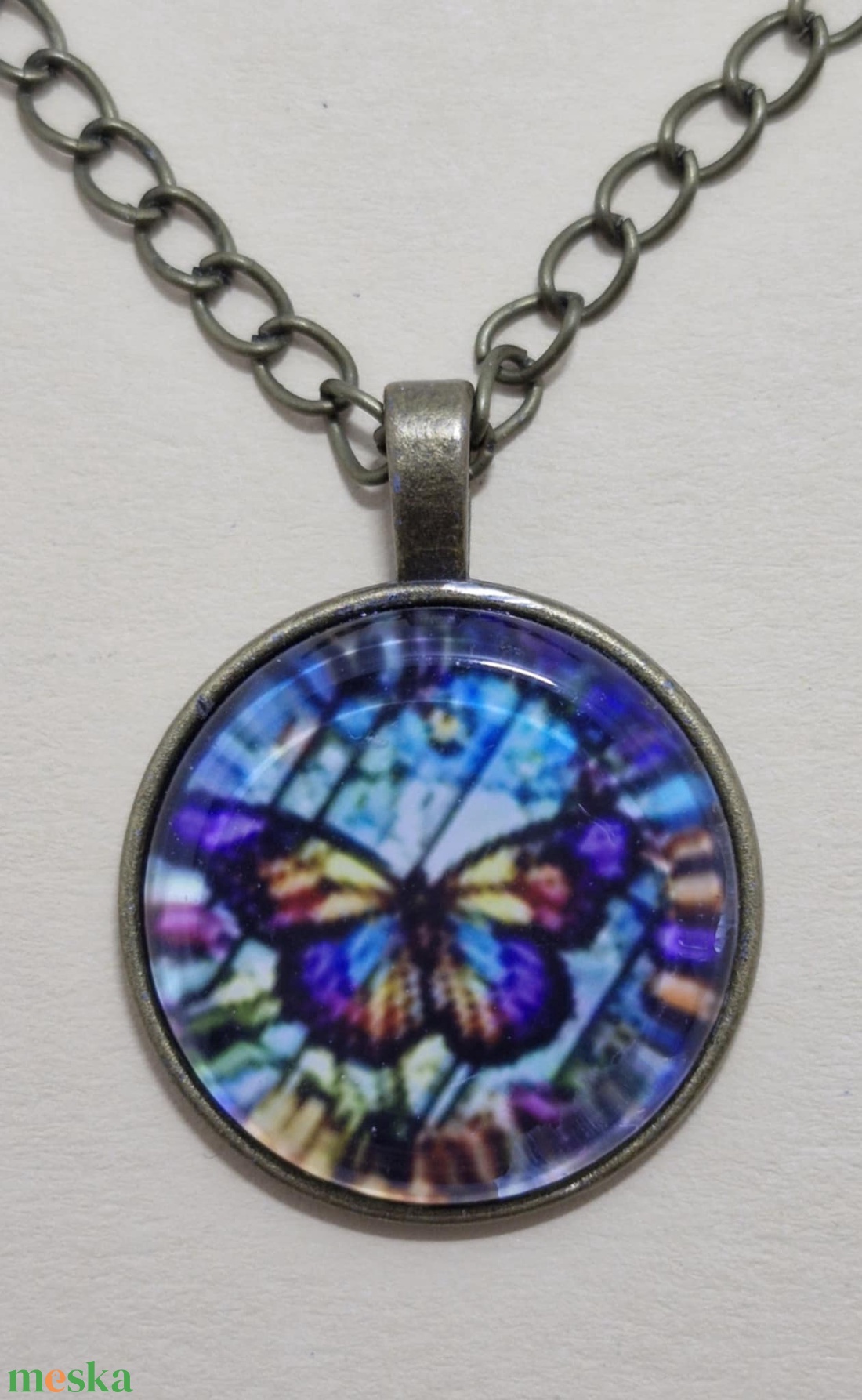 Üveglencsés nyaklánc - ékszer - nyaklánc - medálos nyaklánc - Meska.hu