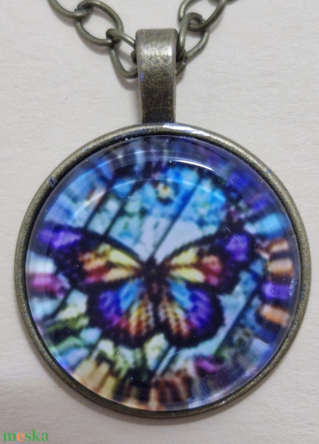 Üveglencsés nyaklánc - ékszer - nyaklánc - medálos nyaklánc - Meska.hu