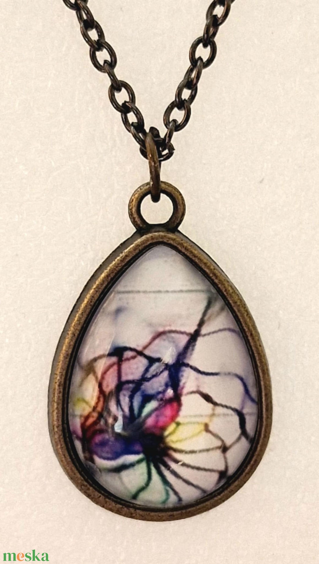 Üveglencsés nyaklánc - ékszer - nyaklánc - medálos nyaklánc - Meska.hu