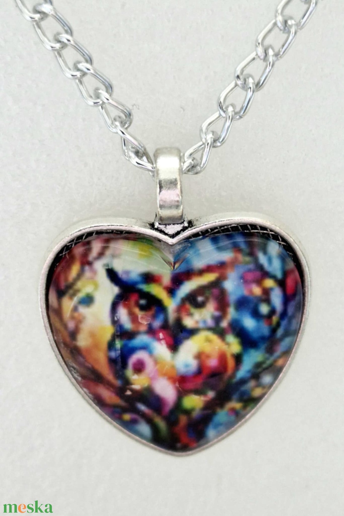 Üveglencsés nyaklánc Valentin napra - ékszer - nyaklánc - medálos nyaklánc - Meska.hu