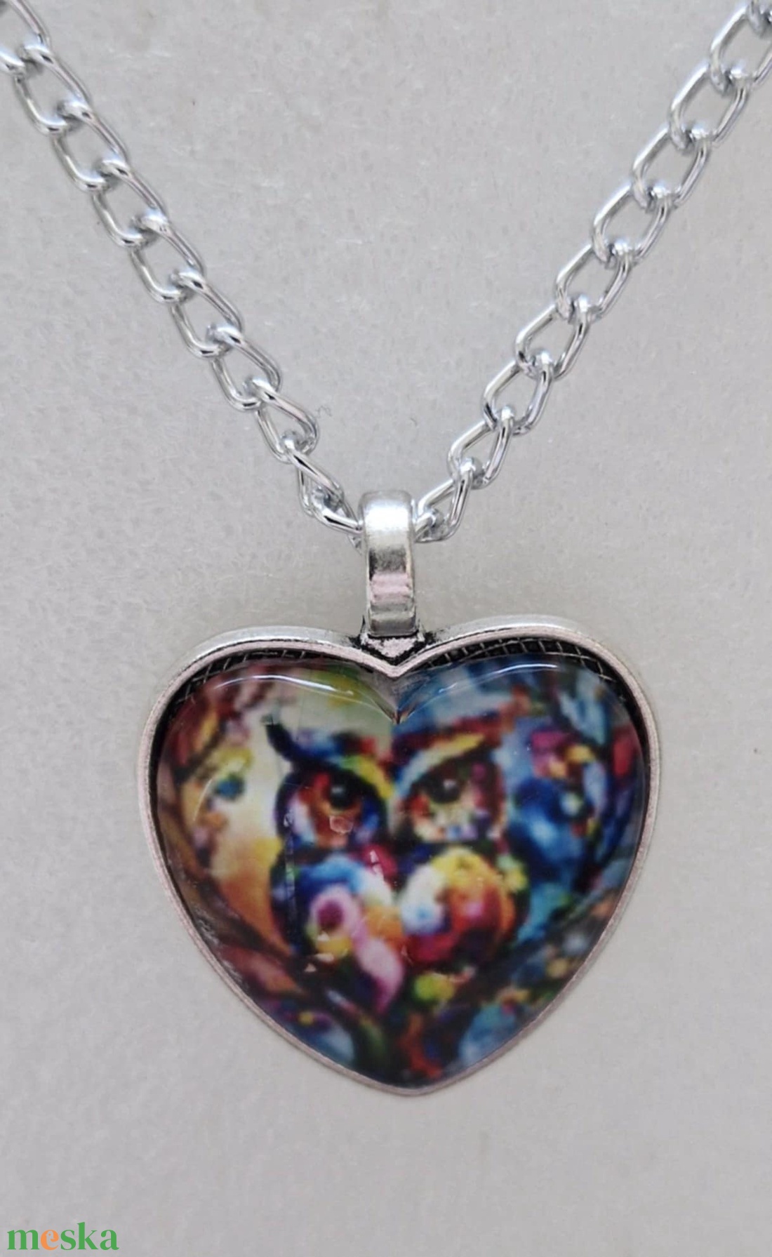 Üveglencsés nyaklánc Valentin napra - ékszer - nyaklánc - medálos nyaklánc - Meska.hu