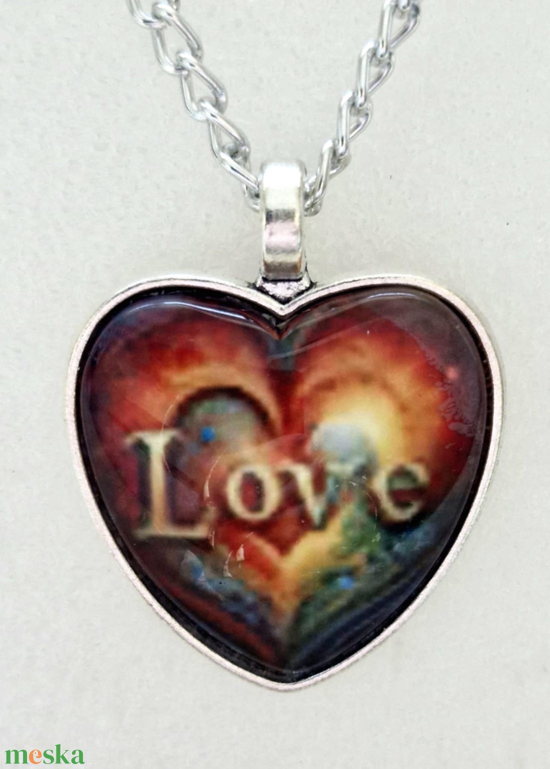 Üveglencsés nyaklánc Valentin napra - ékszer - nyaklánc - medálos nyaklánc - Meska.hu
