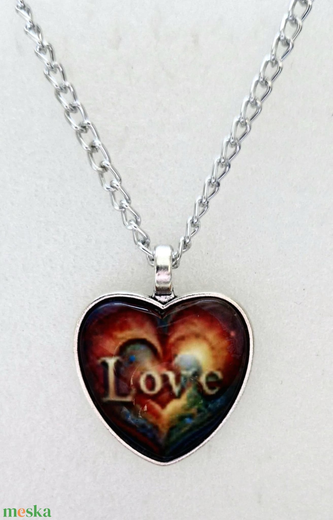 Üveglencsés nyaklánc Valentin napra - ékszer - nyaklánc - medálos nyaklánc - Meska.hu