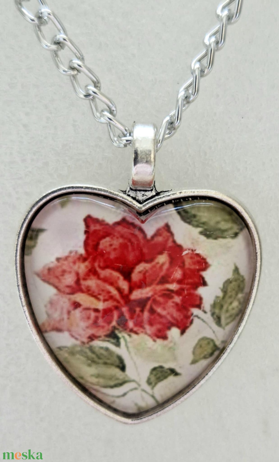 Üveglencsés nyaklánc Valentin napra - ékszer - nyaklánc - medálos nyaklánc - Meska.hu