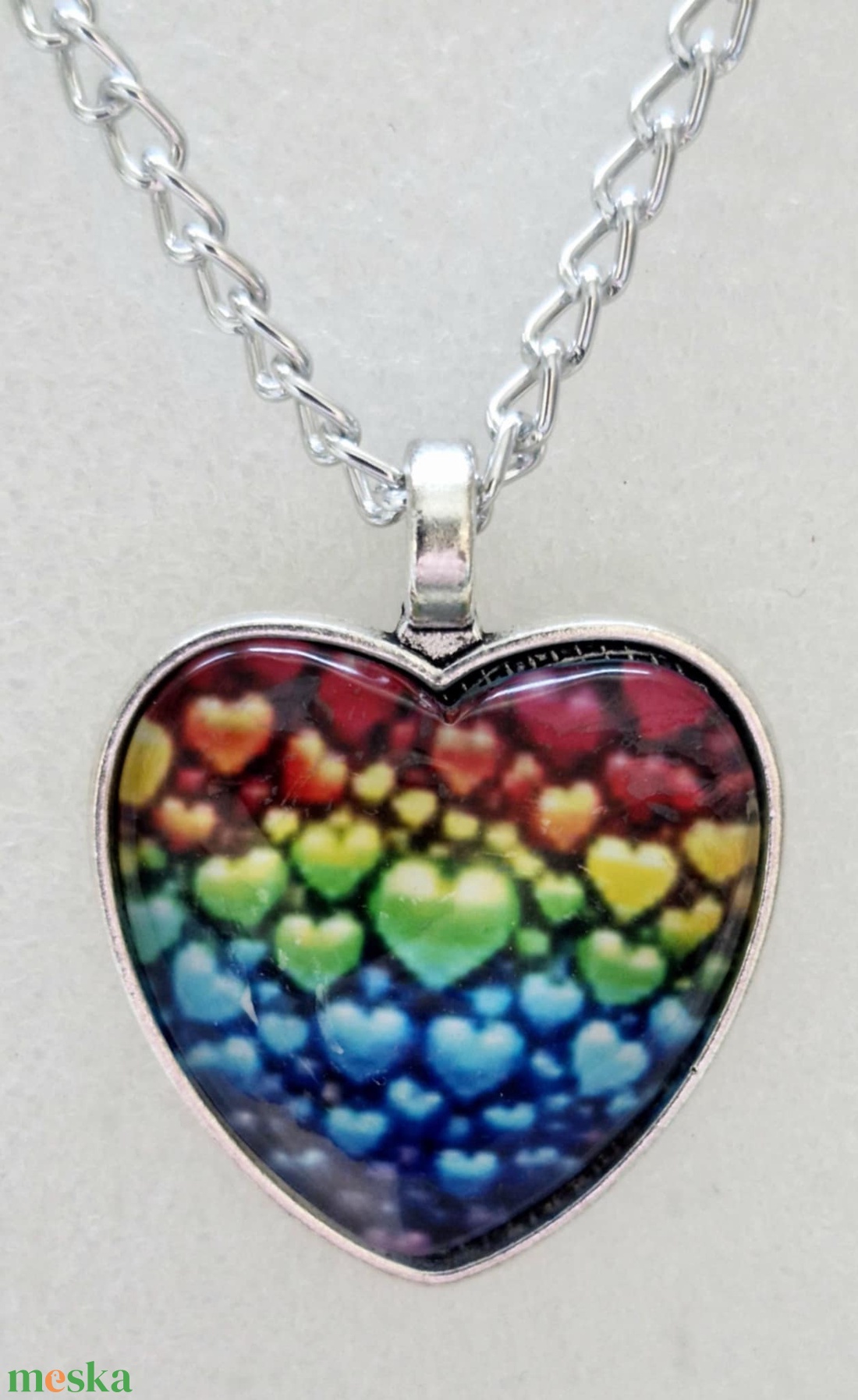 Üveglencsés nyaklánc Valentin napra - ékszer - nyaklánc - medálos nyaklánc - Meska.hu