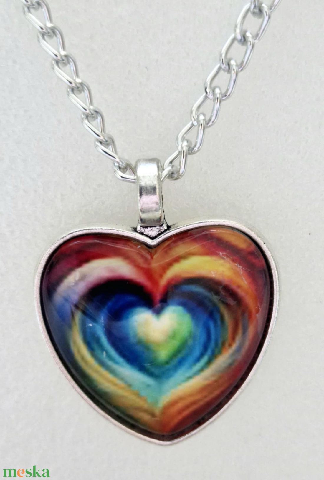 Üveglencsés nyaklánc Valentin napra - ékszer - nyaklánc - medálos nyaklánc - Meska.hu