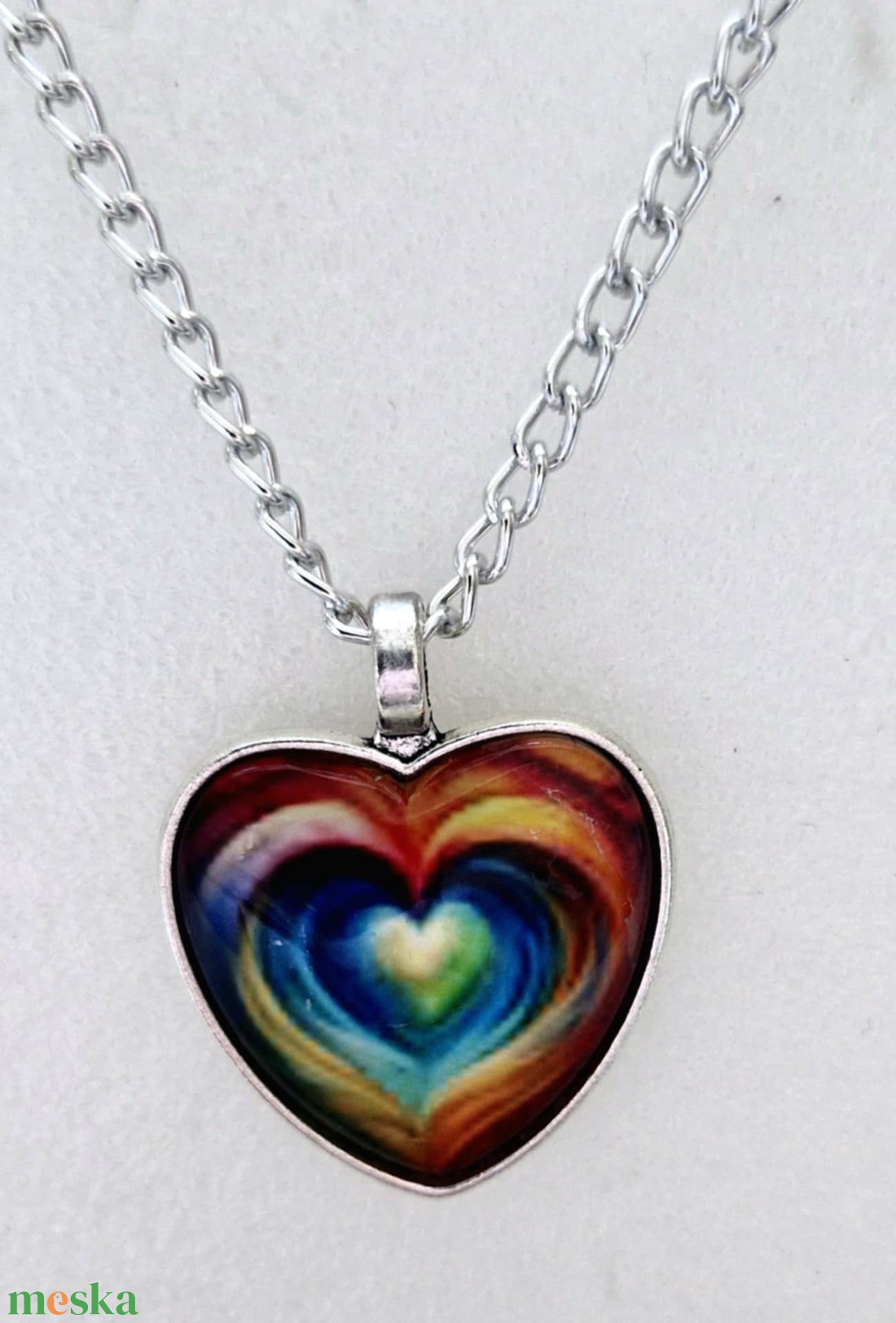 Üveglencsés nyaklánc Valentin napra - ékszer - nyaklánc - medálos nyaklánc - Meska.hu