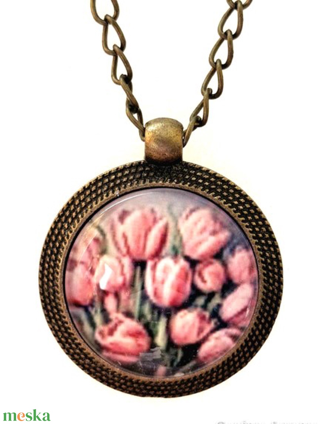 Üveglencsés nyaklánc - ékszer - nyaklánc - medálos nyaklánc - Meska.hu