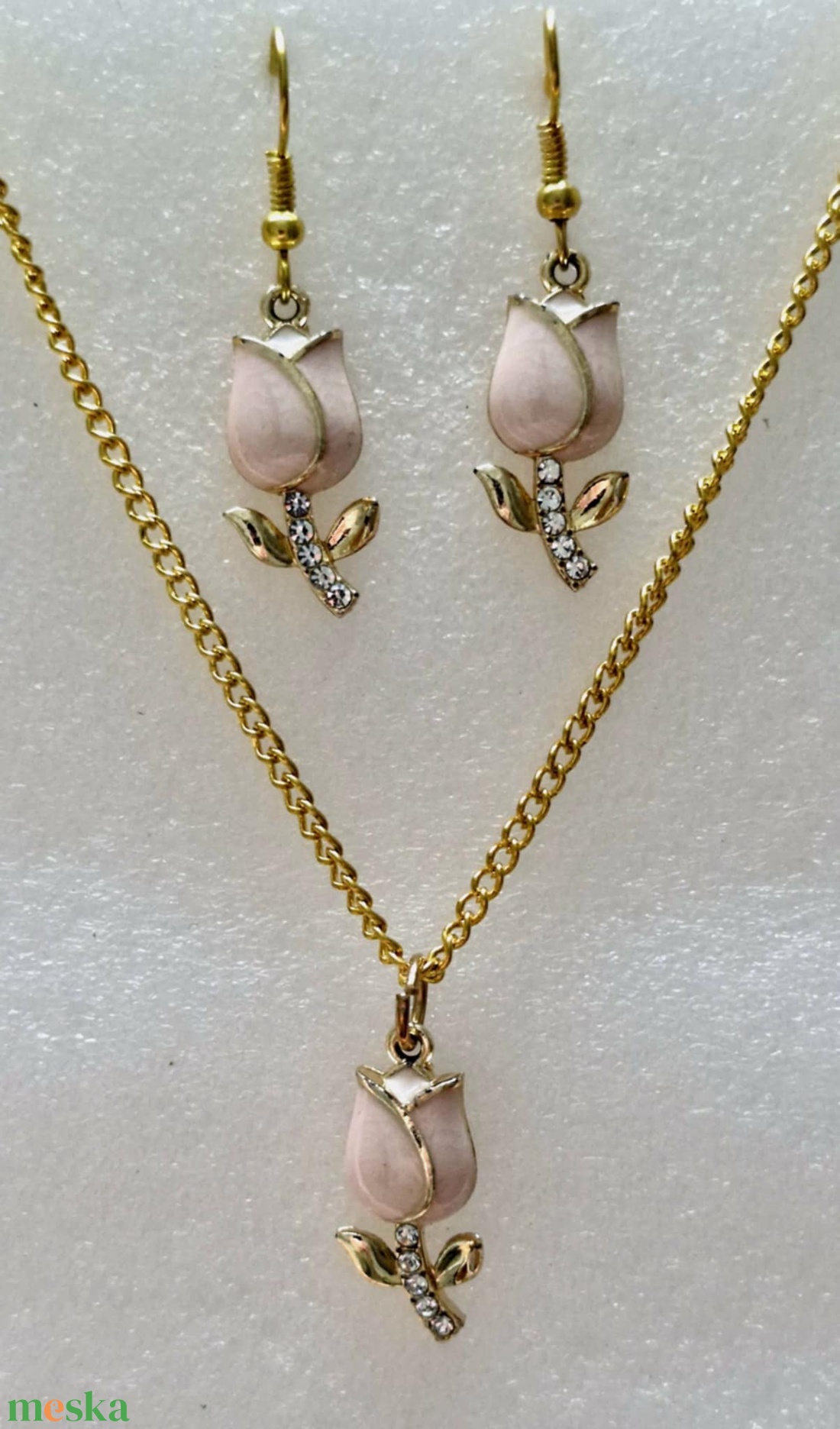 Tulipános szett nőnapra /nyaklánc+fülbevaló/ - ékszer - ékszerszett - Meska.hu