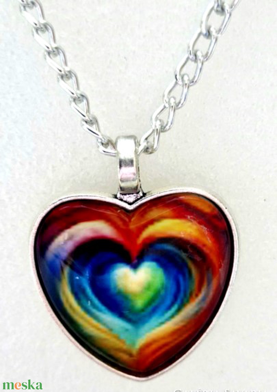 Üveglencsés nyaklánc nőnapra - ékszer - nyaklánc - medálos nyaklánc - Meska.hu