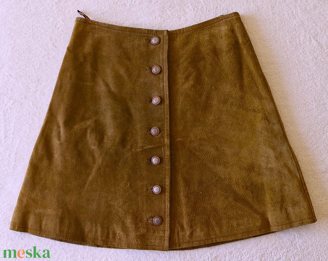 The Hudson leather co vintage egyedi velúrbőr mini szoknya M-es/10/ - ruha & divat - női ruha - szoknya - Meska.hu