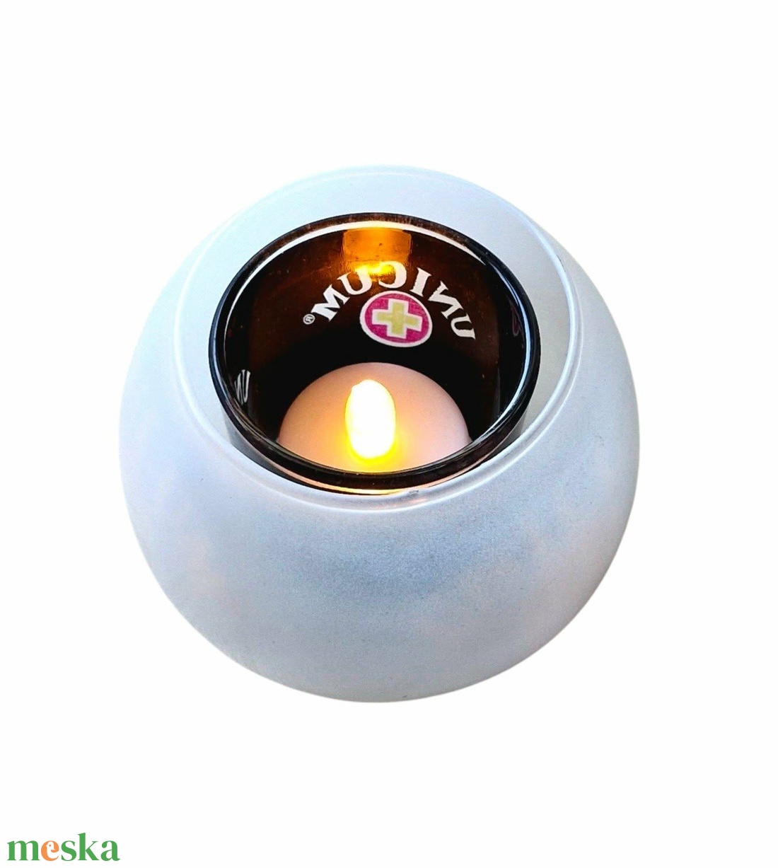 Eredeti Unicum matt üveg mécsestartó � Zwack gyűjtői darab (9 cm) - otthon & életmód - gyertya, illat, aroma - mécses és mécsestartó - Meska.hu